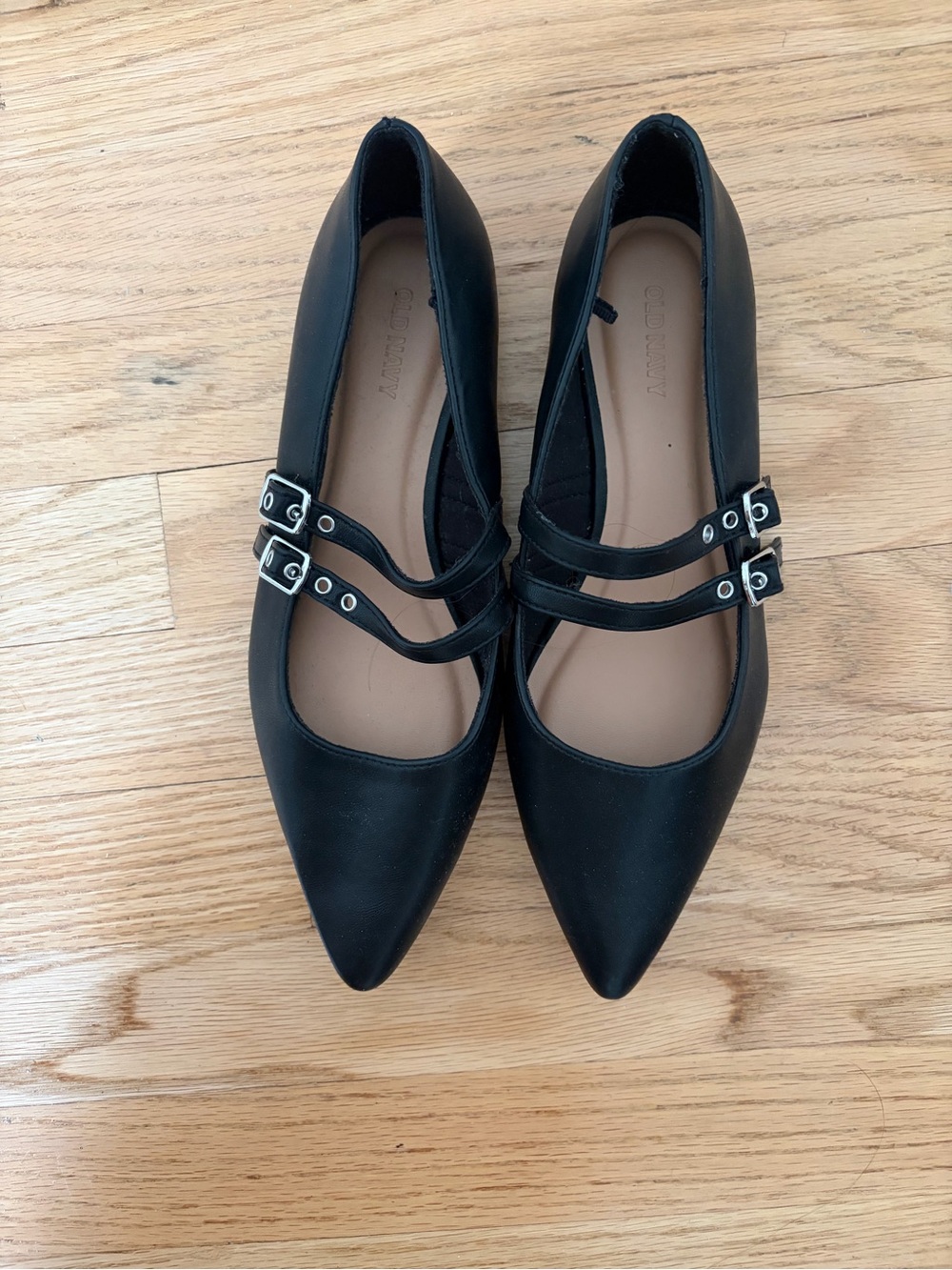 Old Navy Black Pointed Double-Strap Flats